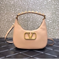 Good Taste VALENTINO GARAVANI STUD SIGN Calf Leather Hobo bag 1W2B0K69 pink