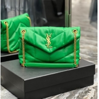 Good Quality Yves Saint Laurent PUFFER SMALL CHAIN BAG IN QUILTED LAMBSKIN 5774761 EMERALD GREEN