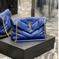 Cheapest Yves Saint Laurent PUFFER SMALL CHAIN BAG IN QUILTED LAMBSKIN 5774761 blue