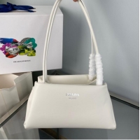 Traditional Discount Prada Leather Triangle bag 1BA368 white