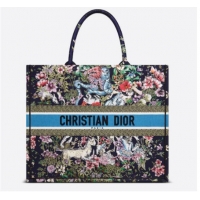 Best Quality MEDIUM DIOR BOOK TOTE Blue Multicolor D-Constellation Embroidery M1296ZRUV-5