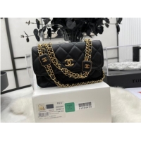 Top Grade Chanel mini FLAP BAG Lambskin & Gold-Tone Metal A68098 black