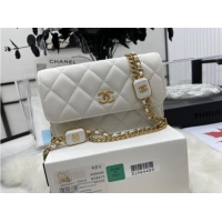 Promotional Chanel mini FLAP BAG Lambskin & Gold-Tone Metal A68098 white