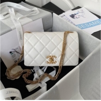 Fashion Show Collections Chanel small FLAP BAG Lambskin & Gold-Tone Metal AS3386 white