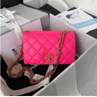 Luxury New Chanel small FLAP BAG Lambskin & Gold-Tone Metal AS3386 pink