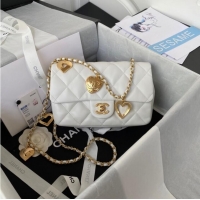 Good Product Chanel MINI FLAP BAG Lambskin & Gold-Tone Metal AS3457 white