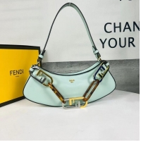 Famous Brand Fendi O Lock Swing Mint green leather pouch 8BS068A green