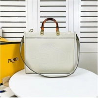 Promotional Fendi Sunshine Medium Fendace Printedleather Logo shopper F0873 white