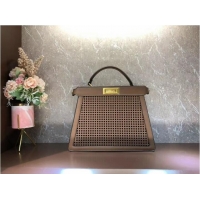 Top Quality Fendi Peekaboo ISeeU perforated leather bag F1658 Coffee