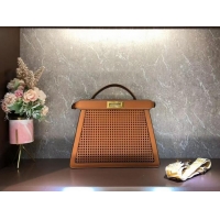 Good Quality Fendi Peekaboo ISeeU perforated leather bag F1658 brown