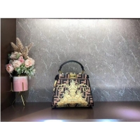 Famous Brand Fendi mini Peekaboo printed silk bag bag F1952 brown