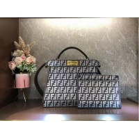 Pretty Style Fendi Peekaboo ISeeU Dove gray FF tapestry fabric bag F1982 Gray