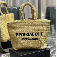 Traditional Specials SAINT LAURENT RIVE GAUCHE SUPPLE TOTE BAG IN RAFFIA CROCHET 688864 NATUREL