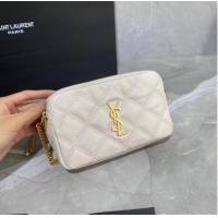 Super Quality SAINT LAURENT MONOGRAM CHAIN WALLET IN LEATHER 655941 WHITE