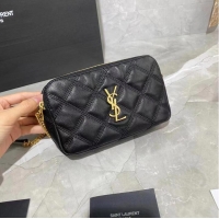 Pretty Style SAINT LAURENT MONOGRAM CHAIN WALLET IN LEATHER 655941 black