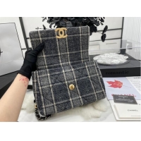 Market Sells CHANEL 19 Flap Bag Wool Tweed & gold-Finish Metal AS1160 gray