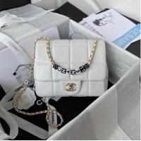 Classic Promotional Chanel SMALL FLAP BAG Lambskin Resin & Gold-Tone Metal AS3331 white