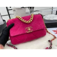 Good Product CHANEL 19 HANDBAG Corduroy AS1161 Fuchsia