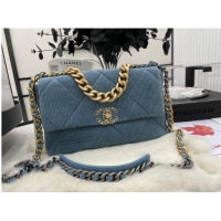 Good Promotional CHANEL 19 HANDBAG Corduroy AS1161 Light Blue