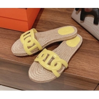 Duplicate Hermes Aloha Lambskin Flat Slide Sandal Yellow 072194