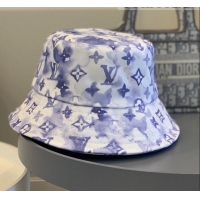 Super Quality Louis Vuitton Monogram Watercolor Bucket Hat LV1740 Blue/White 2021