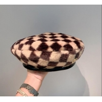 Sumptuous Louis Vuitton Check Fur Beret Hat 1105123 Brown 2021