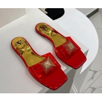 Unique Style Valentino Crystal PVC Slide Sandals 052401 Red