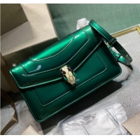 Hot Style BVLGARI Serpenti Forever metallic-leather shoulder bag 292104 green