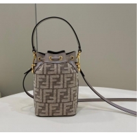 Sumptuous Fendi Mon Tresor Dove gray tapestry fabric mini-bag 8BS010A