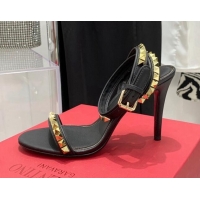 Low Price Valentino Rockstud Calfskin High Heel Sandals 10cm Black 052466