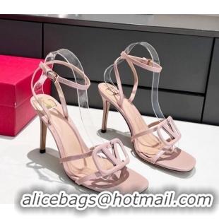 Hot Style Valentino VLogo Calfskin High Heel Sandals 9.5cm Pink 052484