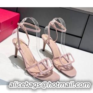 Duplicate Valentino VLogo Calfskin Mid Heel Sandals 6.5cm Pink 052487