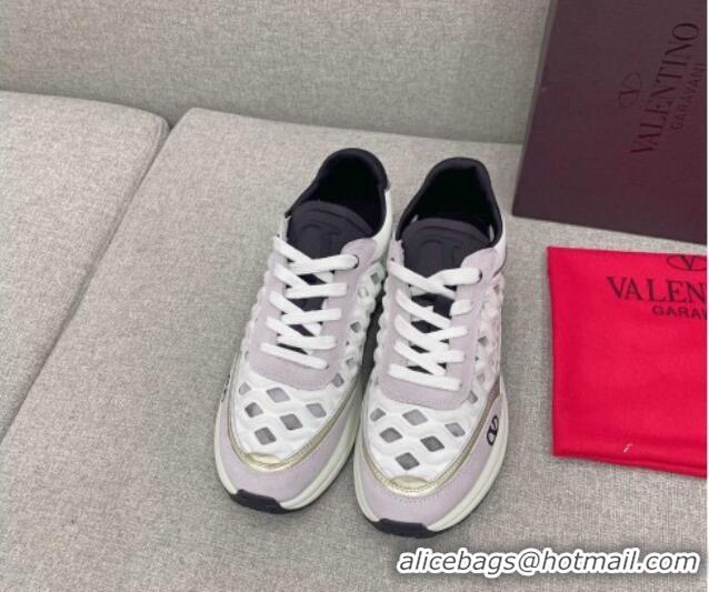 Stylish Valentino Ready Go Runner Sneaker in Wave Fabric White/Grey 052503