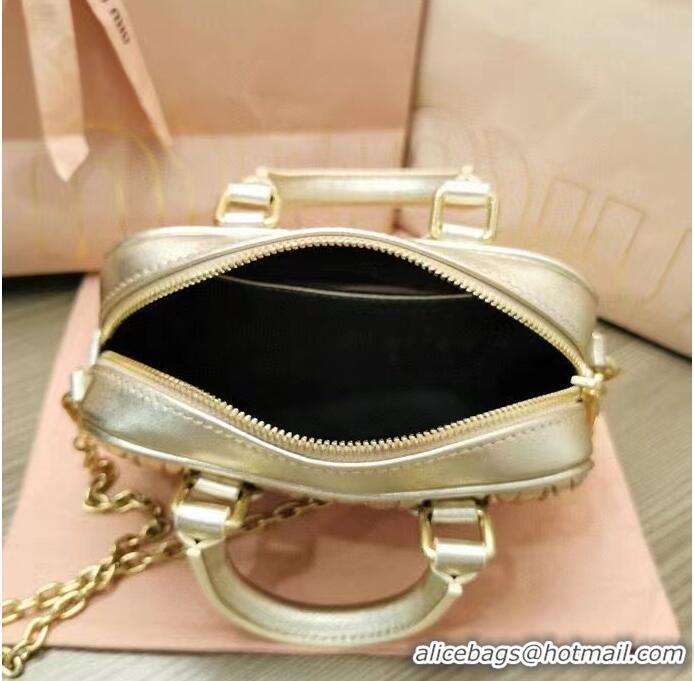 Miu Miu Original Leather Top-handle Bag With Strap 5BG183 Gold 