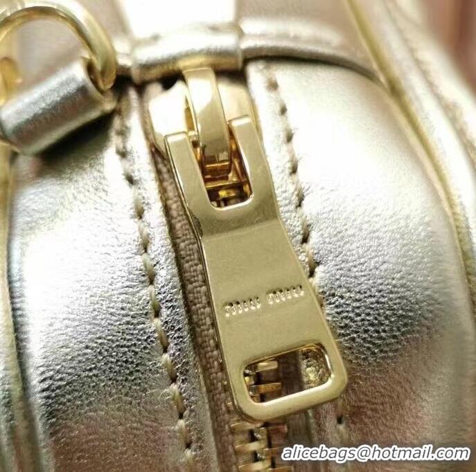 Miu Miu Original Leather Top-handle Bag With Strap 5BG183 Gold 