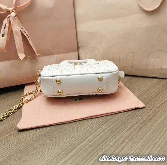 Top Grade Miu Miu Original Leather Top-handle Bag With Strap 5BG183 White