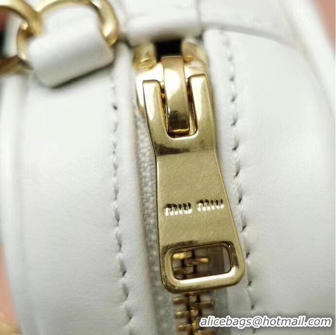 Top Grade Miu Miu Original Leather Top-handle Bag With Strap 5BG183 White