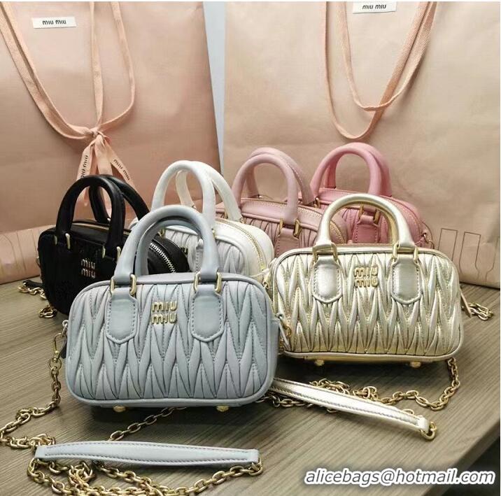 Top Grade Miu Miu Original Leather Top-handle Bag With Strap 5BG183 White