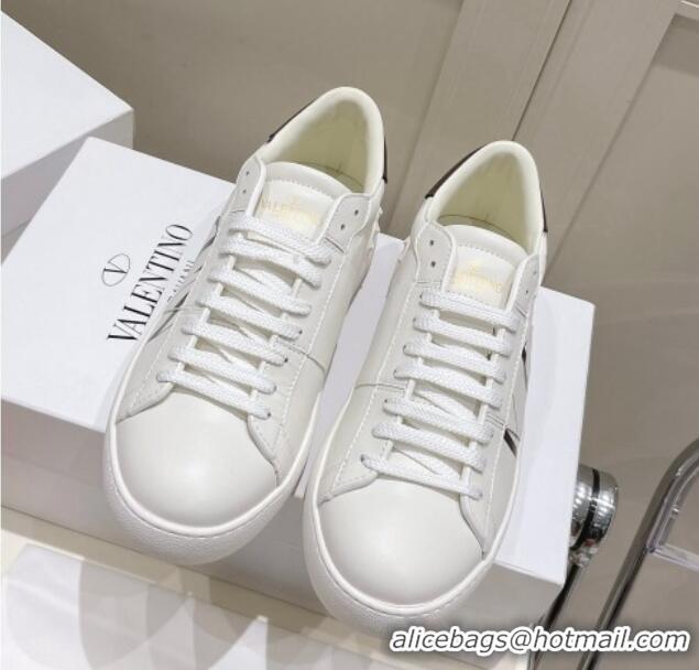 Top Grade Valentino VLTN Untitled Calfskin Open Sneakers White/Black 2052514