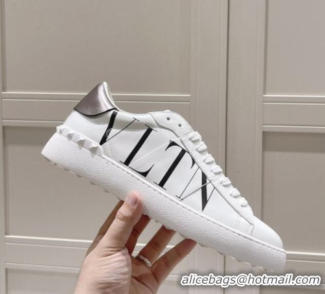 Top Grade Valentino VLTN Untitled Calfskin Open Sneakers White/Black 2052514