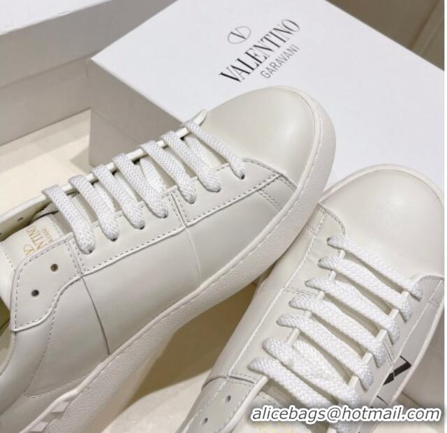 Top Grade Valentino VLTN Untitled Calfskin Open Sneakers White/Black 2052514