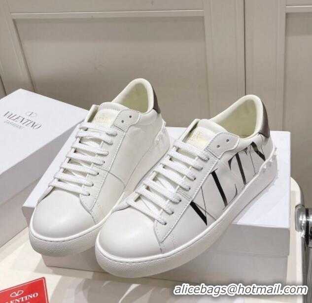 Top Grade Valentino VLTN Untitled Calfskin Open Sneakers White/Black 2052514