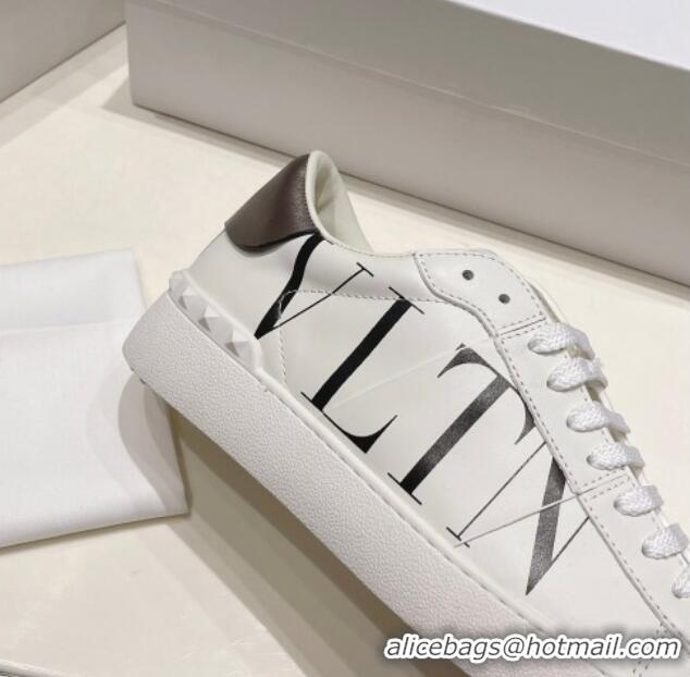 Top Grade Valentino VLTN Untitled Calfskin Open Sneakers White/Black 2052514