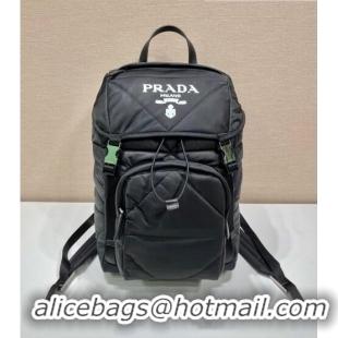 Fashion Style Prada Re-Nylon Padded Backpack with Hood 2VZ135 Black 2022