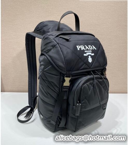 Fashion Style Prada Re-Nylon Padded Backpack with Hood 2VZ135 Black 2022