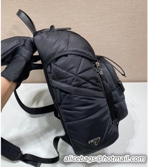 Fashion Style Prada Re-Nylon Padded Backpack with Hood 2VZ135 Black 2022