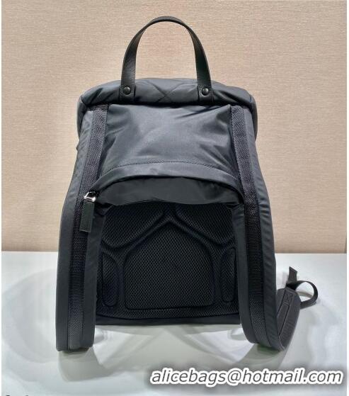 Fashion Style Prada Re-Nylon Padded Backpack with Hood 2VZ135 Black 2022