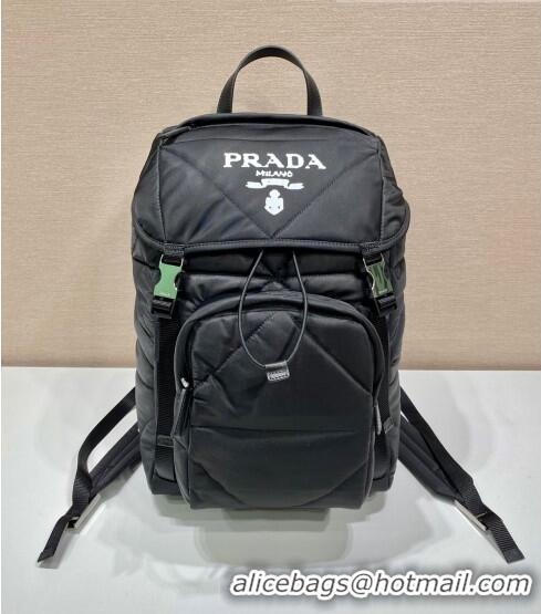 Fashion Style Prada Re-Nylon Padded Backpack with Hood 2VZ135 Black 2022