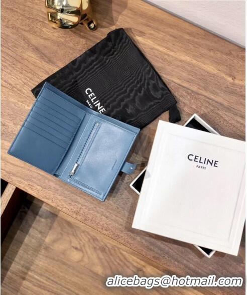 Good Product Celine Grained Calfskin Medium Strap Multifunction Wallet CE0201 Blue