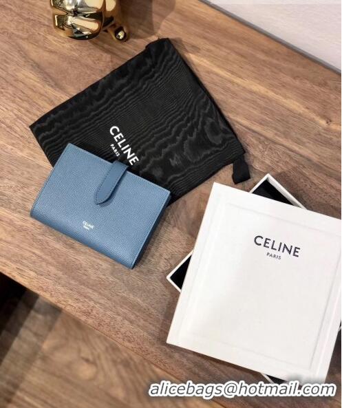 Good Product Celine Grained Calfskin Medium Strap Multifunction Wallet CE0201 Blue